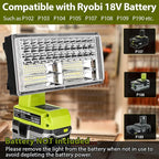 50W 4200LM Cordless LED Work Light for Ryobi One 18V Battery Portable Flood Lights for Outdoor Indoor Workshop Job Site, Floodlight & Spotlight Modes/Pivoting Head/USB Port(No Battery)