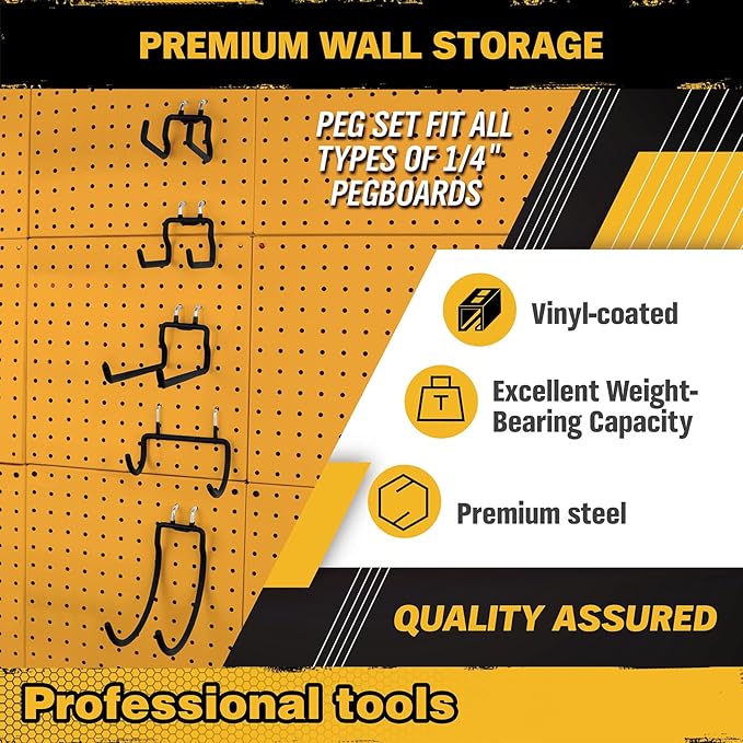 ELEAD 17PCS Pegboard Hooks with Peg-Board Bins Accessories: Heavy Duty Pegboard Drill Holder, Pegboard Accessories Organizer for Organizing Various Tools in Garage Home Craft Room