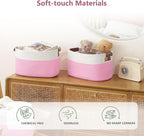 Cotton Rope Basket, Storage Baskets with Handle, 15x10x9 Inch Woven Basket for Shelves, Laundry, Towels, Clothes, Books (White/Pink 3Pack)