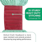 ONESIMUS 30 oz Pack of 12 Cleaning Heavy Duty Industrial Commercial Grade Looped-End Mop Head Replacement,6'' Headband Cotton String Wet Mop Head Refills,Machine Washable Green Mop