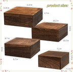 4 pieces wooden cake stands,antique brown cupcake stands for display,12 inches square wooden crates ,wood display risers for wedding,birthday party,Christmas,etc. (Antique Brown)