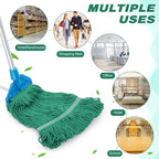 Nuogo 10 Pcs Commercial Mop Head Replacement Floor Cleaning Wet Heavy Duty Commercial Mop Refills General Cleaning(27.6 Inch,Green)