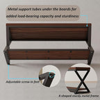 IBF Wood Entryway Bench Indoor, Industrial Wooden Metal Entry Shoe Storage Bench in Bedroom, Farmhouse Hallway Shoe Rack Bench Seating for Foyer Living Dining Room End of Bed, Walnut, 47 Inch