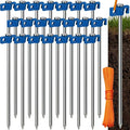 Tradesparker Tent Stakes 22-Pack 10Inch Heavy Duty Garden Stakes Canopy Anchors Double-Sided Hook Design - Includes Ropes for Camping Tents, Pop Up Canopies and Outdoor Events, Blue