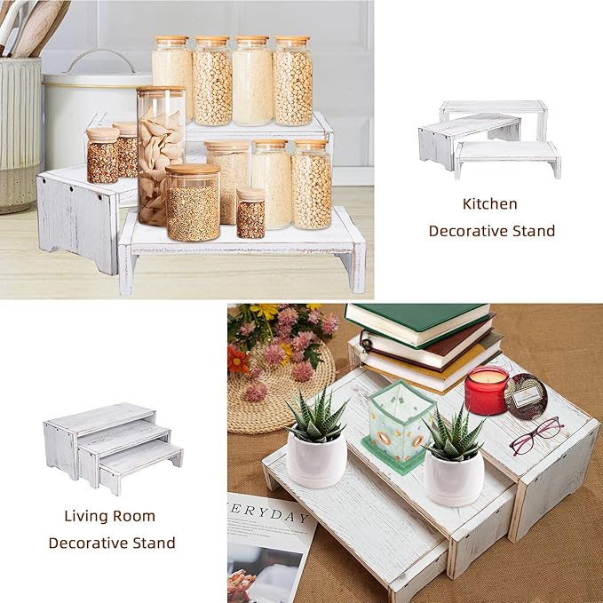3-Tier Wooden Cupcake Stand & Display Risers, Multi-Tier Display Stand for Food, Desserts, & Collections