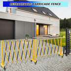2 Set 16.8FT Industrial Metal Expandable Barricade，Retractable Traffic Fence with Casters, Folding Security Gate, Portable Barricade Gate for Construction Area, Traffic Control, Driveway and Garden