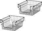 TRINITY 2-Pack Stackable Metal Wire Storage Baskets With Handles, Black, 11 Inches