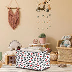 Paw Print Storage Basket Large 17x11.5x10.5 Inche-Collapsible Fabric Organizer Bin with Handles for Pet Lovers, Nursery, Bedroom-Foldable Decorative Hamper with Heart & Paw Design-Single Pack