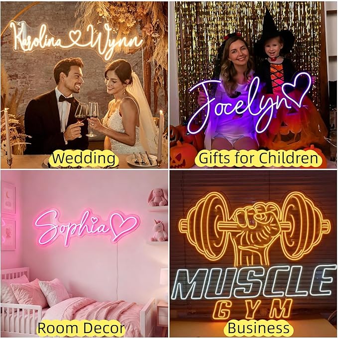 Custom Neon Signs for Wall Decor, CUSTOMNEON Personalized Neon Signs Customizable for Wedding Birthday Prom Party, Custom Neon Lights for Bedroom Bar Studio Beauty Salon Business Shop
