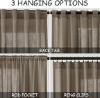 Dark Taupe Linen Curtains 90 Inch Length 2 Panels Set for Living Room Rod Pocket Back Tab Window Drapes Light Filtering Modern Farmhouse Curtain 90 Inches Long for Dining Room Bedroom Nursery 52x90
