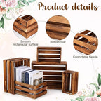 Soaoo 5 Pcs Decorative Nesting Wooden Crates for Storage Display 5 Size Large Small Rustic Wood Decorative Storage Crates with Handle Farmhouse Crate Box Container Made from Pine(Vintage Brown)