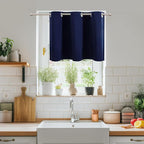 ChrisDowa Blackout Curtains 36 Inches Long for Living Room, Grommet Thermal Insulated Room Darkening Curtains for Bedroom (1 Panel Set, Navy Blue, 52W x 36L)