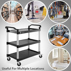 Jubilee Heavy-Duty 3-Tier Utility Service Cart with Wheels, 40.25" x 38.5"