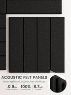 Bumusty Large Cork Board Alternative-36 x24 Felt Bulletin Board Tiles, with 30 Pushpins, 40 Adhesive Tabs, 6-Pack Slat Wall Paneling, Cork Boards for Office Push Pin Board Felt Board-Black