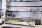 KoolMore SDC-8P-SG Condiment Prep Rail Station with Sneeze Guard, 71 Inch, Silver