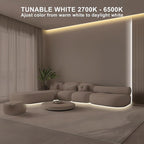 16.4ft Tunable White COB Led Strip Light with RF Remote, CRI93+ Dimmable CCT 2700K-6500K Led Tape Lights, Adhesive High Density Led COB Light Strip for Bedroom, Kitchen, Cabinet
