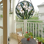 Stained Glass Window Hanging - White Green Snowdrops Flowers Suncatcher for Doors Garden Patio Sun Catchers Decor Christmas Mother's Day Birthday Gifts for Women Men Mom Nana Friend 6.3 in