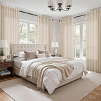 Nanspring Birch Beige Curtains 90 Inches Long for Living Room Linen Light Filtering Semi Sheer Curtain Back Tab Rod Pocket Modern Farmhouse Decor Elegant Coastal Drapes for Bedroom 52x90, 2 Panels