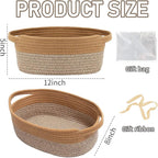Woven Basket,Small Rope Storage Bin with Handles & Ribbon Bag, Organizer for Shelves Closets,Gift Basket Empty for Birthday,Books,Dog Toys, Jute&Brown