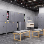 Aobabo Combination Lock Metal Storage Locker for Employees, 6 Doors Lockable Storage Locker with 18 Hooks for Office Gym School, Dark Grey, Assembly Required