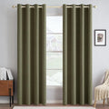 MIULEE Linen Texture Curtains for Bedroom Solid 100% Blackout Thermal Insulated Light Olive Green Curtains Grommet Room Darkening Drapes for Living Room Nursery 52x72 Inch (2 Panels)