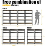 PrimeZone Storage Shelves 5 Packs 5 Tier Adjustable Garage Storage Shelving, Heavy Duty Metal Storage Utility Rack Shelf Unit for Warehouse Pantry Closet Kitchen, 35.5" x 15.75" x 71", Black