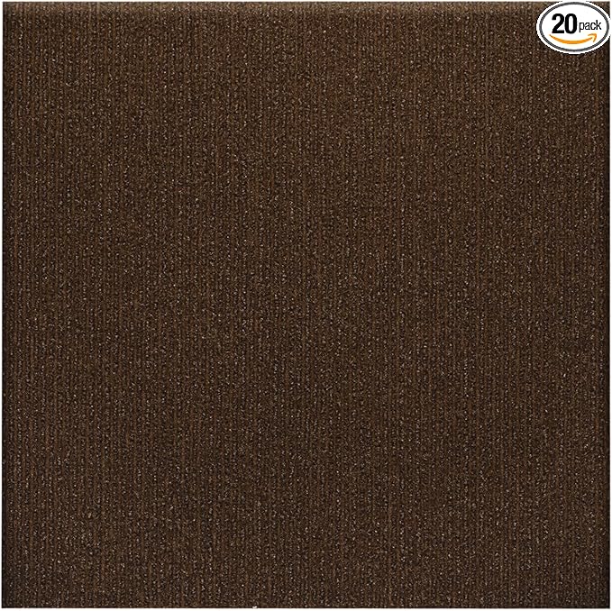 Carpet Tiles Peel and Stick, Self Adhesive Carpet Floor Tile 24" x 24", Brown Soft Padded Flooring Sticker, Home Decor for Bedroom Living Room Office, 20 Tiles per Box
