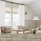 Snow White Pinch Pleated Linen Curtains 92 Inches Long 2 Panels for Living Room Bedroom Memory Training Shaped Semi Sheer Pleat Drapes with Hooks Rings Light Filtering Window Curtain 40x92