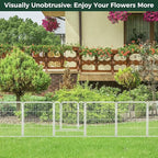 FXW Garden Fence Outdoor for The Yard – 32in(H) x 18.2ft(L) Heavy Duty Metal Animal Barrier for Dog and Rabbit, Decorative Dog Fence, 8 Panels, White
