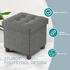 BRIAN & DANY Small Ottoman with Storage, Small Storage Ottoman, Folding Foot Stool with Wood Legs for Living Room and Bedroom Linen Rest Seat, 12.6"x12.6"x12.8" - Gray