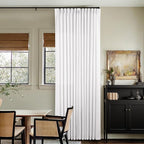 Extra Long Snow White Pinch Pleated 132 Inch Linen Curtains 2 Panels for Living Room Bedroom Memory Training Shaped Semi Sheer Pleat Drapes with Hooks Rings Light Filtering Window Curtain 40x132