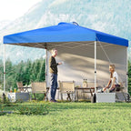 Tangkula 10x10 FT Pop up Canopy with Sidewall, Easy Setup Outdoor Tent with Wheeled Bag, 4 Sandbags, 4 Ropes, 4 Anchors, 8 Stakes, Vented Top, Portable Canopy Tent for Party Event Patio (Blue)