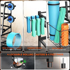 Updated XL Dumbbell Rack Stand, 4-Tier Adjustable Weight Rack for Dumbbells, Heavy Duty Home Gym Storage Rack for Kettlebell,Yoga Mat Holder, Equipment Storage Organizer with Wheels
