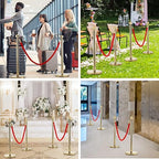 4Pack Stanchions and Velvet Ropes, 5 ft Red Velvet Rope and Poles, Red Carpet Ropes and Poles Set, Gold Stainless Steel Stanchion Posts Red Carpet Runner Poles for Party Supplies