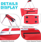 Picnic Basket, SIYUAN Collapsible Shopping Basket 24L Portable Grocery Basket with 2 Handles Reusable Folding Market Basket Large Christmas Basket, Cherry Red