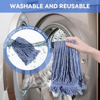 Commercial Heavy Duty Mop Heads Replacement for Rubbermaid: 6 Packs 20oz Industrial Wet Mop Head for Floor Cleaning - Commercial Products Looped End String Head Refills