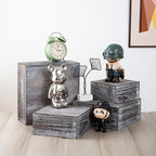 Vintage Brown Square Wooden Cake Stands For Display,Set Of 4 Wood Cupcake Stands Risers, 12 Inches Rustic Wood Crates For Wedding Cake Display,Square Wooden Display Risers For Home Decor . (Vintage Black)