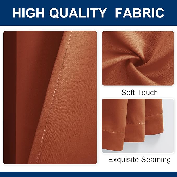 Hiasan Fall Blackout Patio Sliding Door Curtain Extra Wide Thermal Insulated Privacy Room Divider Curtain with Back Tab & Rod Pocket for Bedroom Partition Glass Door (100 x 84 Inches, Burnt Ochre)