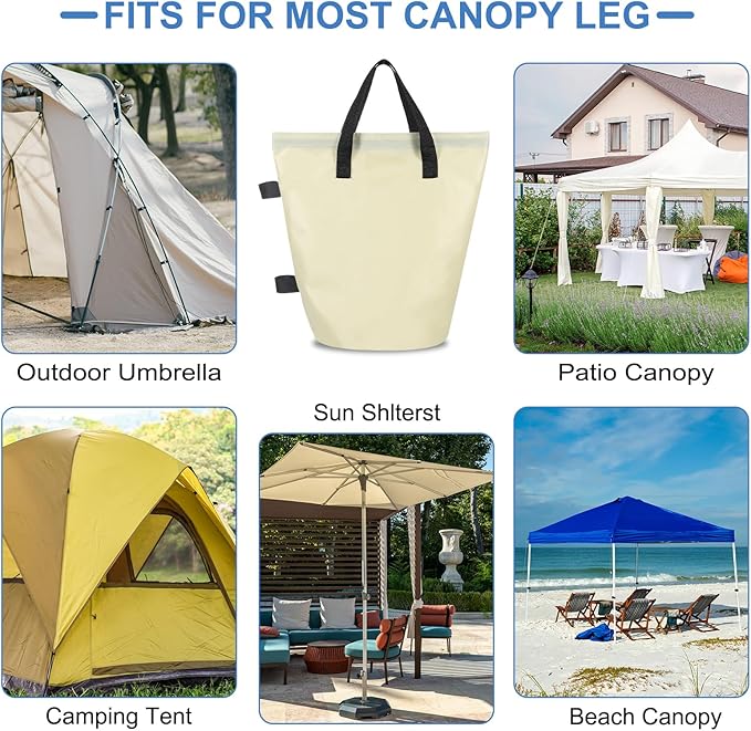 PATIKIL Canopy Weight Sand Bags, 4 Pack 110 Lbs Total Extra Large Weights Bags Waterproof Tent Leg Weights Sandbags for Outdoor Canopy Tent Sun Shelter Patio Ladder Beige (14x9")