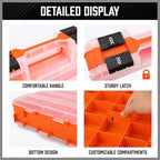 HORUSDY Small Parts Organizer, 34-Compartments Double Side parts organizer with Removable Dividers, Double Side Tools Box Screw Organizer For Nuts, Bolts, Screws, Nails, Small Hardware