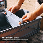 SIDIO Crate Pro Pack - 2 Full-Size & 1 Half-Size Heavy Duty Stackable Storage Bins, Totes and Containers with Lids and Dividers - Durable Organizer for Home, Office, Garage, and Outdoor Use
