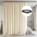 Room Divider Curtain with Flexible Ceiling Track Set.(Beige W120 x H96 1 Panel)