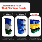 Multi Bin Recycling System with Nine Stackable 6 Gallon Recycle Bins to Build Your Recycling Center for Offices, Kitchen, Garages, Businesses - (9 Pack, Blue/Grey/Green)