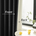 DUALIFE Black 102 Inch Length Curtains, 100% Blackout Curtains 84 Inch Extra Wide for Bedroom Thermal Insulated Noise Cancelling Pleated Heading Tape Ring Back Tab Kids Boho Drapes 2 Panel Set 84x102