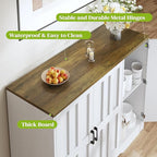 Farmhouse Sideboard Buffet Cabinet with Doors, 42.5" Kitchen Storage Cabinets for Hallway, Living Room (Classical White)