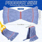Eccliy 6 Pack Heavy Loop End Cotton String Mop Head Heavy Duty Mop Head Commercial Refills Replacement Bulk for Home Industrial Commercial Floor Cleaning (Blue,Red)
