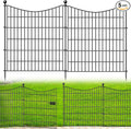 5 Panels Decorative Garden Fence with Gate, 32 in(H) X 12 ft(L) No Dig Dog Fence Animal Barrier Outdoor for Yard, Rustproof Metal Garden Edging and Borders, Temporary Fencing Stakes