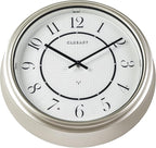 CLXEAST 14 Inch Self-Illuminated in/Outdoor Atomic Wall Clock for Home Office, Night Light Wall Clocks for Living Room Decor,Modern Farmhouse Morning Silver/Gold Finish