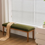 Rowill 53 Inch Long Entryway Bench for Bedroom End of Bed, Dining Room Bench with Upholstered Padded Seat and Solid Wood Leg for Kitchen, Living Room, Indoor and Hallway, Green