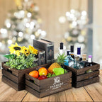 Barydat Set of 5 Wood Crates for Display Decorative Nesting Wooden Crate Storage with Handles Vintage Farmhouse Style Decorative Boxes Multipurpose Fruits Vegetables Boxes(Dusty Brown,Elegant)